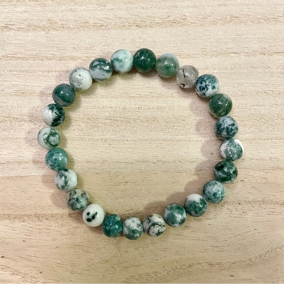 Tree Agate Beaded Bracelet 8mm - Picture 2 of 10